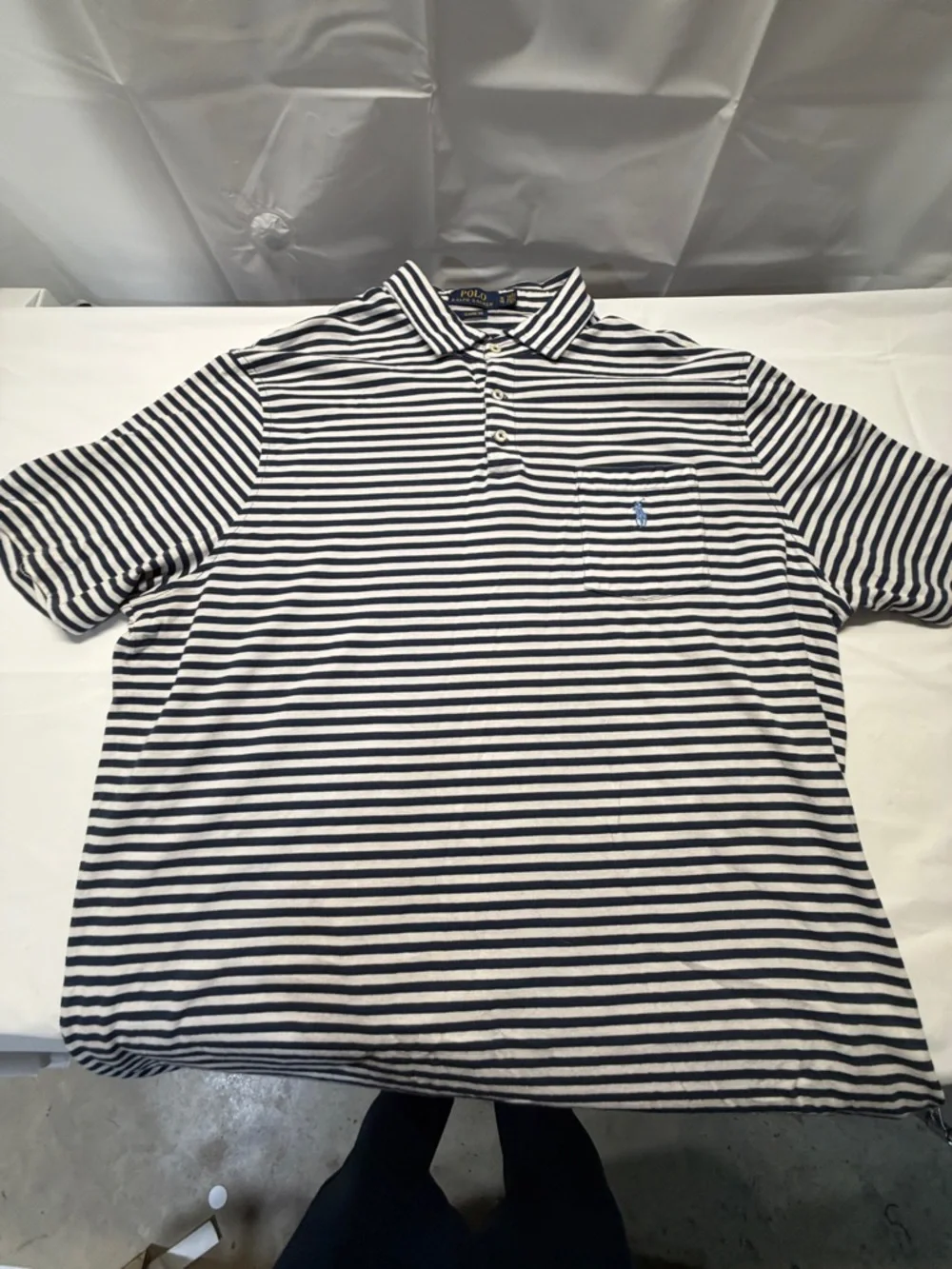 Ralph‎ Lauren Polo Striped Navy and White Cotton Polo Shirt